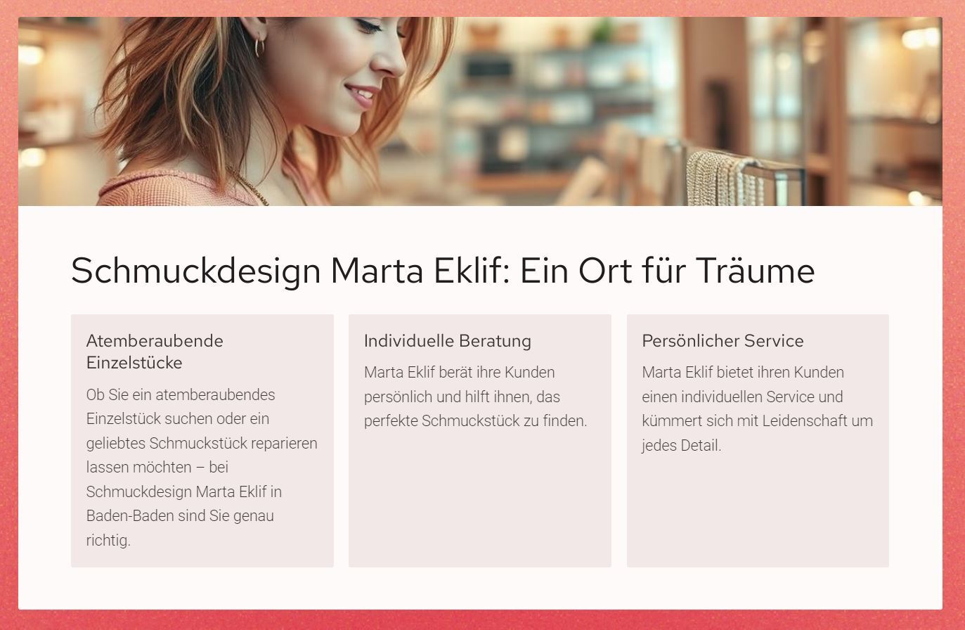 Ein Ort zum Träumen; Fotos und Präsentation von Andreas Ewert für Schmuckdesign Marta Eklif Baden-Baden