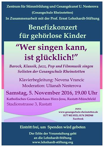 Flyer, Benefitzkonzert mit Unterstützer und Sponsoren, Ulianah Nesterova, Sparkasse, Fotografie Andreas Ewert